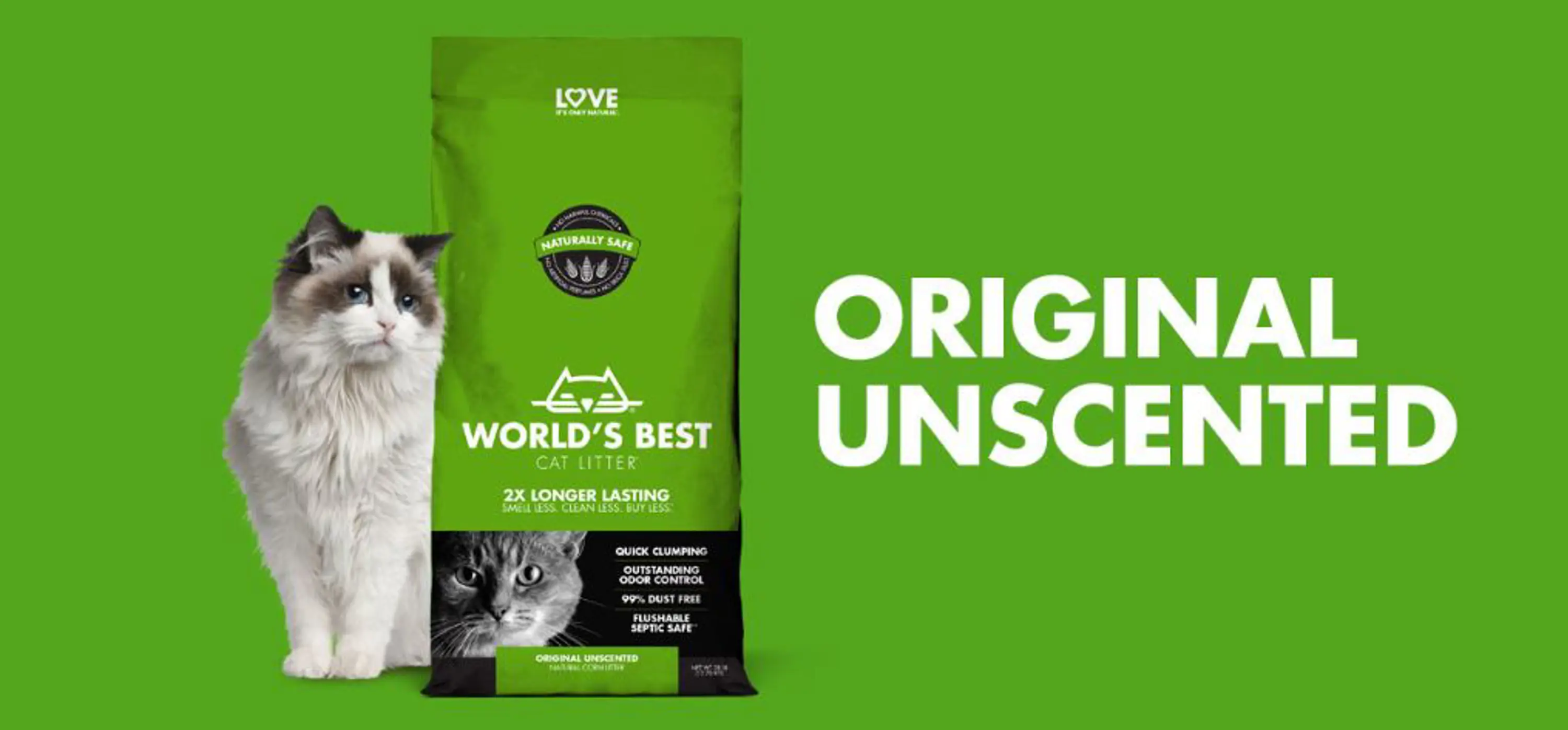 החול הטוב בעולם אוריג'ינל מתגבש לחתולים ללא ריח World's Best Cat Litter ORIGINAL UNSCENTED